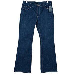 Permanent Women's Navy Blue Denim Jeans Size 14 Boot Cut Stretch Mid Rise NWT